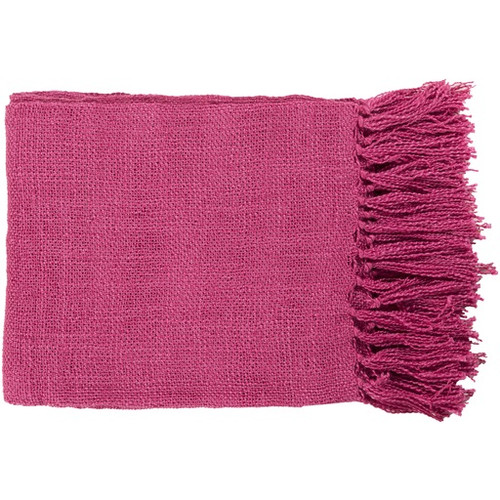 Pink Fringed Rectangular Throw Blanket 51" x 59"