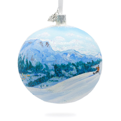 St. Moritz, Switzerland Glass Ball Christmas Ornament 4 Inches