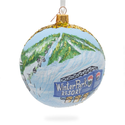 Winter Park Ski Resort, Colorado, USA Glass Ball Christmas Ornament 4 Inches