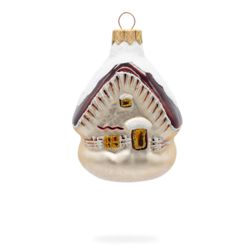 House Covered with Snow Glass Ornaments