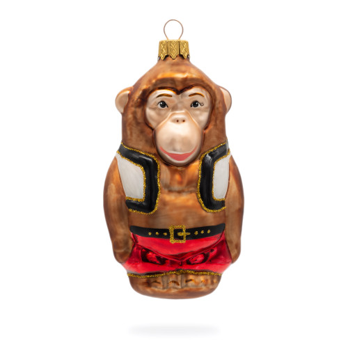 Monkey in Red Pants Glass Ornaments