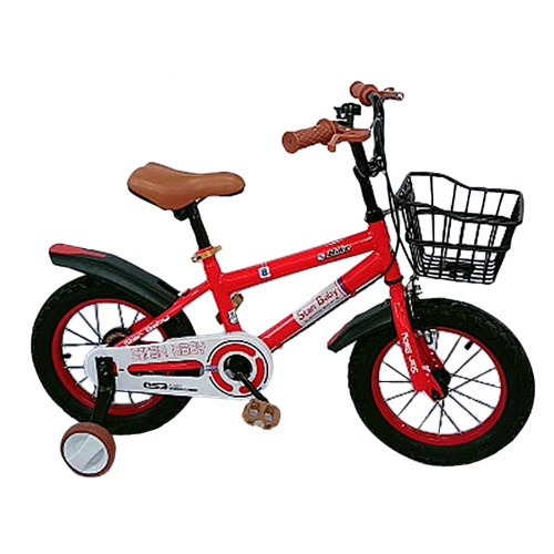 Kids' Bike Red Racer with Basket, Splash Guard, and Removable Training Wheels