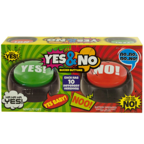 Pack of 2 Red and Green Talking Yes and No Buzzer 2-Piece Buttons with Activate Sounds