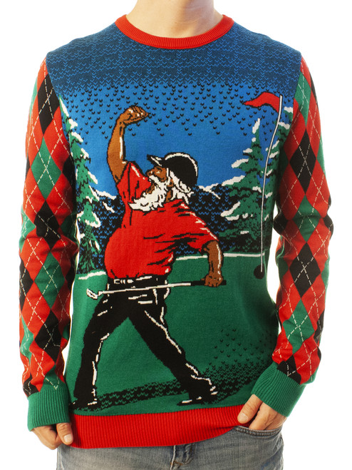 Ugly Christmas Party Unisex Ugly Christmas Sweater Golfing Santa