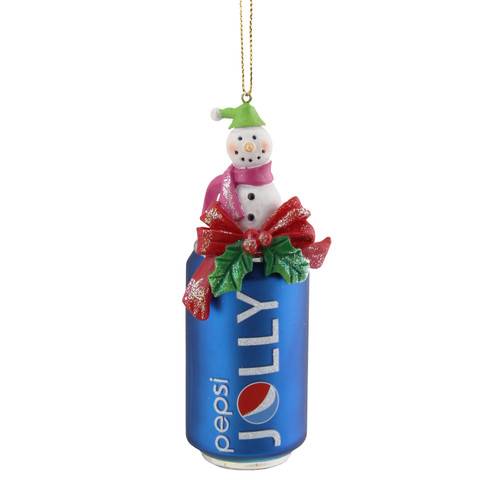 4.75" Blue and White Jolly Pepsi Can Glass Christmas Ornament - 32282260