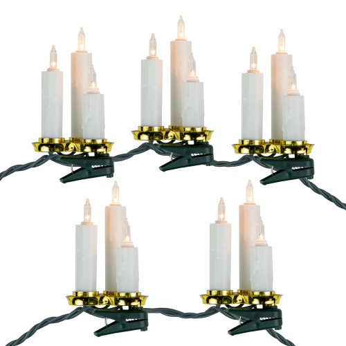7ct Dripping Clip On Candle Cluster Christmas Lights, 6.5' Green Wire