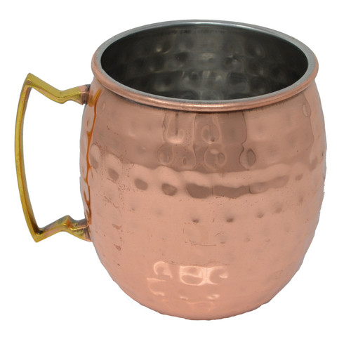 4.25" Hammered Copper Clad Moscow Mule Mug with Brass Handle 16 oz - 33479584
