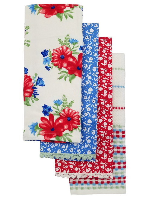 The Pioneer Woman Floral Kitchen Towel Set, 4 Classic Charm Dish Towels