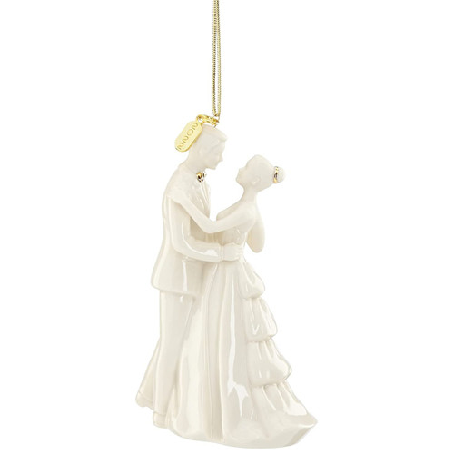 Lenox 2022 Bride and Groom Porcelain Christmas Tree Ornament 4.5 Inch White
