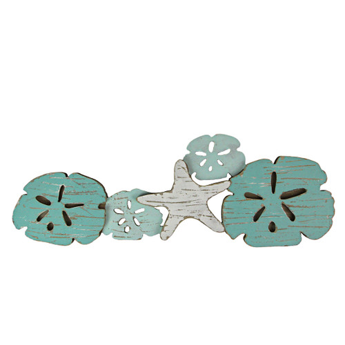 23 Inch Wood Starfish & Sand Dollar Wall Hanging Nautical Beach Home Decor Art