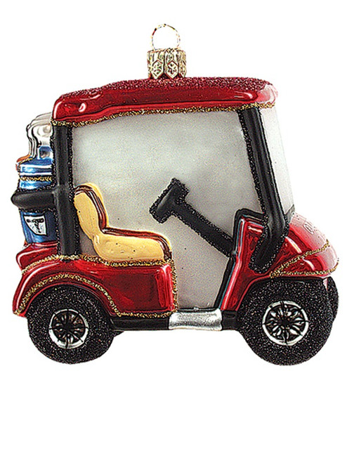 Golf Cart Polish Glass Christmas Ornament  Golfing Golfer Tree Decoration