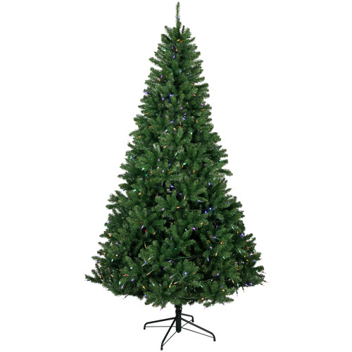 Angeles Home 7.5 ft. White Pre-Lit Hinged Artificial Christmas Tree with Remote Control Lights