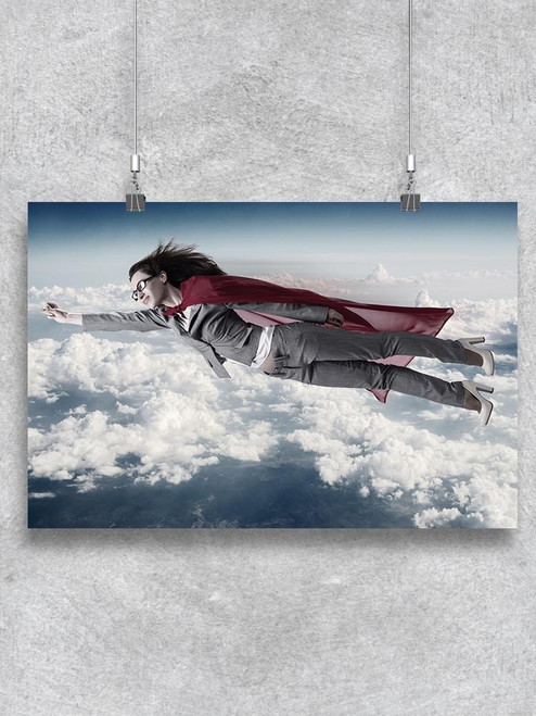 Superwoman Flying Above The Sky Poster -Image by Shutterstock