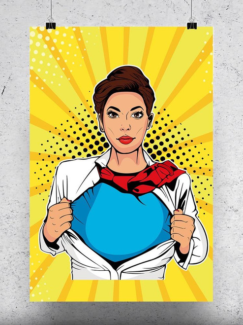 Female Superhero Retro Pop Art Poster -Image by Shutterstock