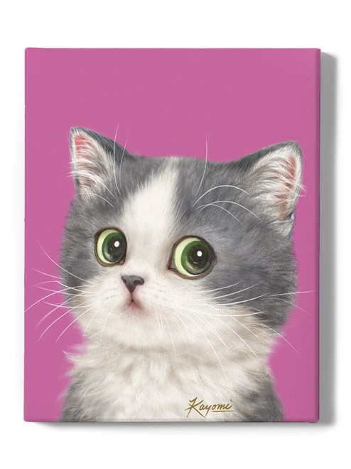 Suspicious Cat Wrapped Canvas -Kayomi Harai Designs