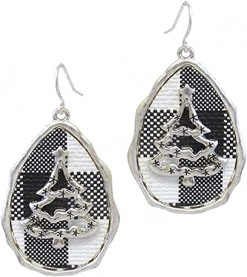 Christmas Tree Plaid Holiday Earrings