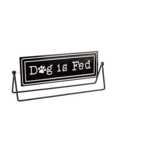 Ganz Embossed Black Spinning Sign Dog is Fed Feed Cat 12 Inch