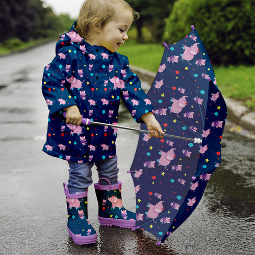 Mucky Wear Waterproof Rain Coat for Children, Blue Color Pattern