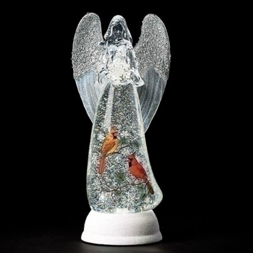 12.25" LED Lighted Angel with Cardinal Print Christmas Tabletop Figurine