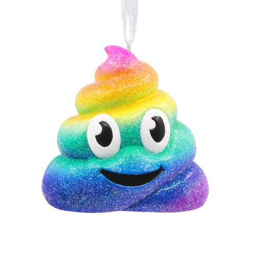 Hallmark Rainbow Sparkle Swirl Poop Emoji Holiday Christmas Tree Ornament