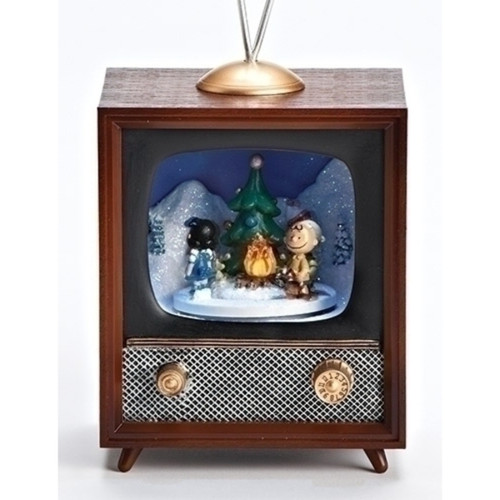 LED Lighted Musical Charlie Brown and Snoopy TV Box Christmas Tabletop Decoration - 5"