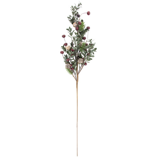 30" Mixed Foliage with Berries and Pinecones Artificial Christmas Spray