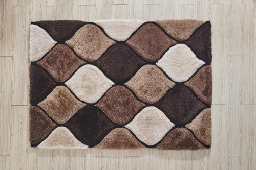 Mateos Shag Polyester Brown And Cream 5' X 7' Area Rugs MS3257