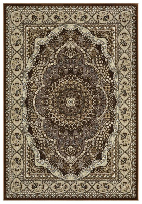 Prime Collection Polyester Brown And Cream 5' X 8' Area Rugs PE2158
