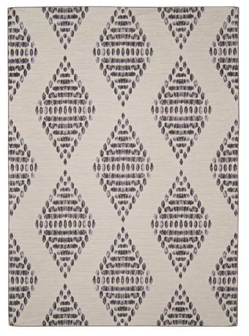 Linon Outdoor Washable Navarre Ivory And Brown 5' X7' Area Rugs RUGOW2657