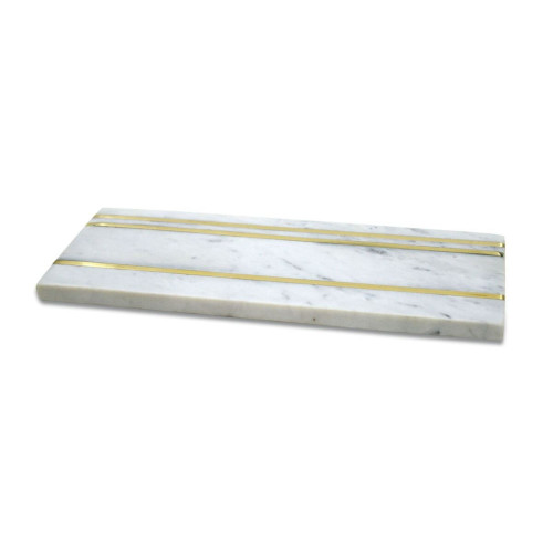 11" White and Gold Small Marble and Brass Cheese Board