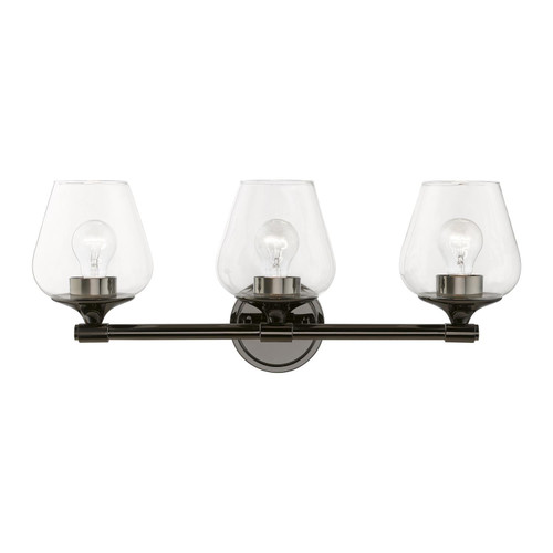 Livex Lighting 3 Light Steel Vanity Sconce With Black Chrome Finish 17473-46