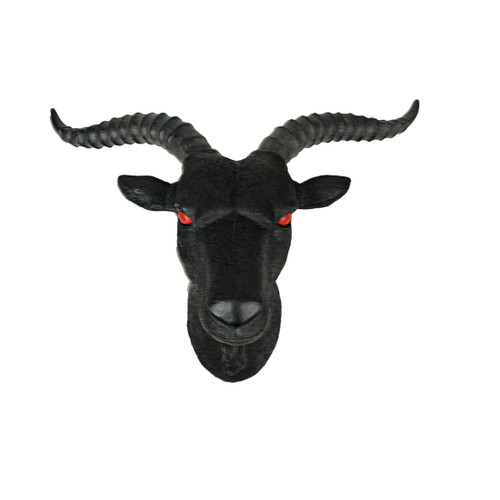 Zeckos 16 Inch Black Resin Baphomet Goat Head Bust Wall Sculpture