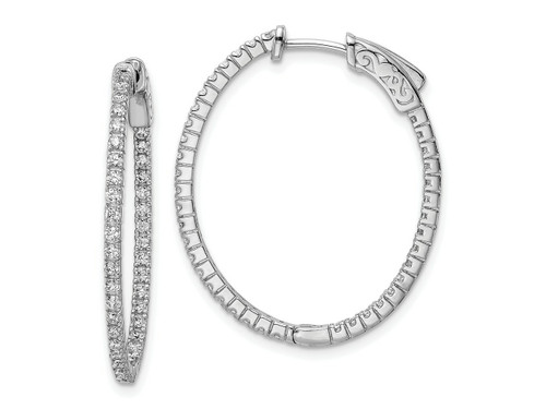 FJC Finejewelers Sterling Silver Rhodium Plated CZ Hinged Oval Hoop Earrings 30 x 25 mm GQQE8029T