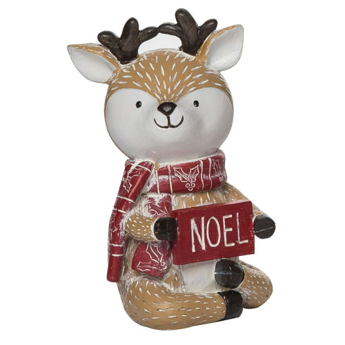 5.25" Sitting Reindeer "NOEL" Christmas Tabletop Figurine