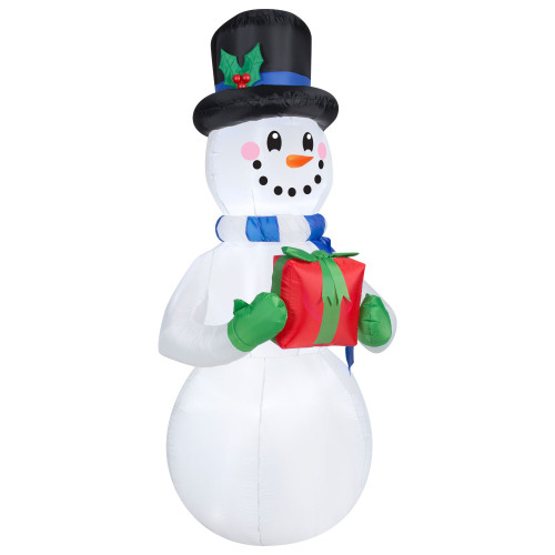 96" White and Red Snowman Holding Gifts Inflatable Airblown Christmas Decor