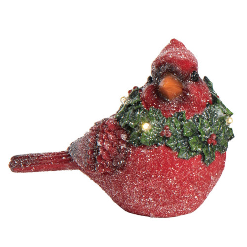 6.5" Lighted Frosted Cardinal Christmas Tabletop Figurine