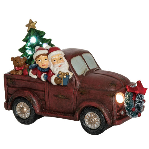 7.5" Lighted Musical Santa Wagon Christmas Tabletop Figurine