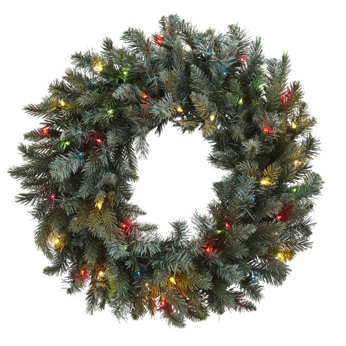 Pre-Lit Pine Artificial Christmas Wreath, 30-Inch, Multicolor LED Lights