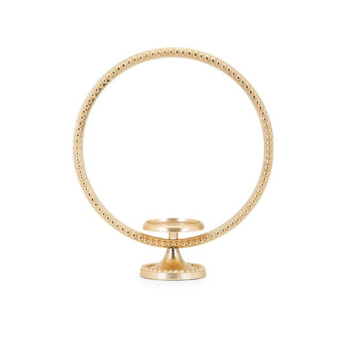 18.5" Gold Finish Contemporary Ring Shaped Decorative Small Candle Holder