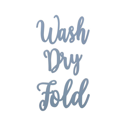Stratton Home Wash Dry And Fold Wood Wall Decor Words With Light Blue S43969