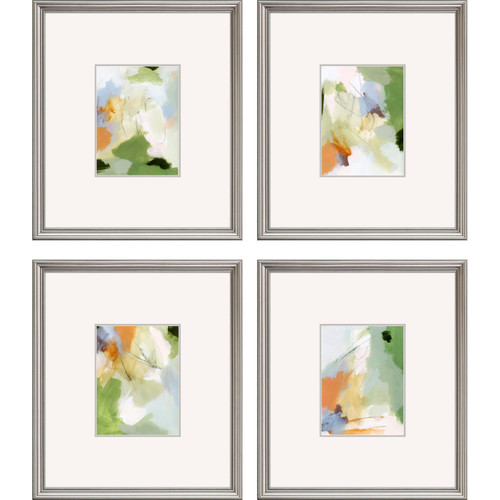Paragon Contemporary Abstract Verdure Set Of 4 Framed Art In Green Finish 15600