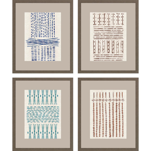 Paragon Casual Geometrics Miura Melody Set Of 4 Framed Art In Blue Finish 15565