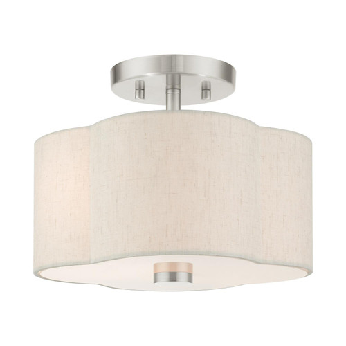 Livex Lighting 2 Light Steel Semi Flush With Brushed Nickel Finish 58061-91