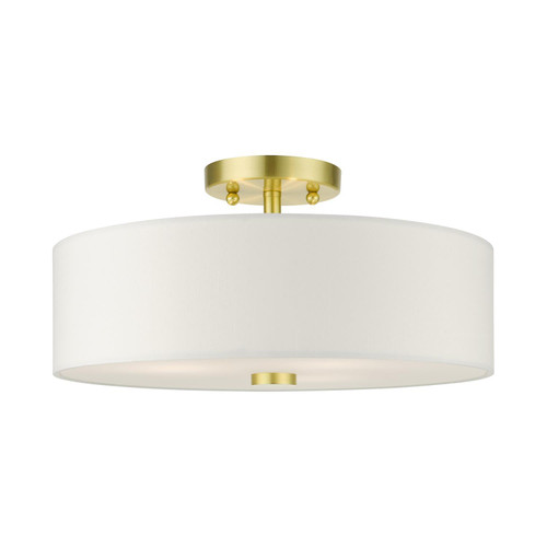 Livex Lighting 3 Light Steel Semi Flush With Satin Brass Finish 51054-12