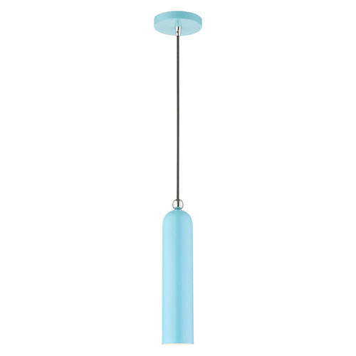 Livex Lighting 1 Light Steel Pendant With Shiny Baby Blue Finish 46751-74