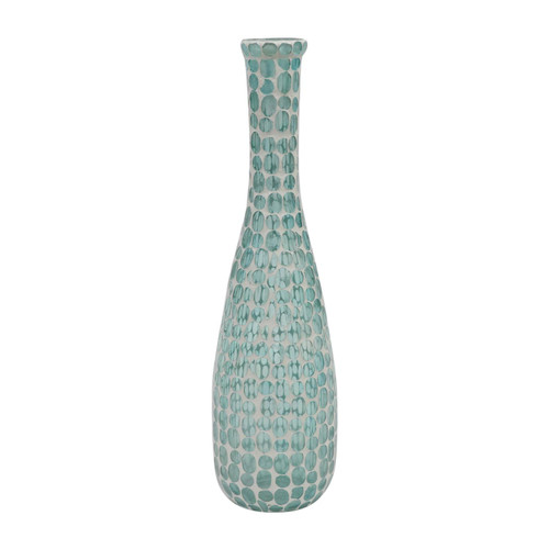 Sagebrook Home Contemporary Glass Mosaic Vase With Blue Finish 17662-01