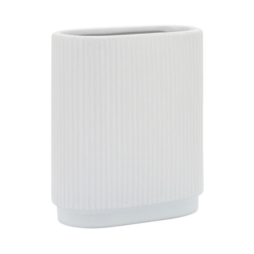 Sagebrook Home Contemporary Ceramic Ridged Vase With White Finish 16937-02