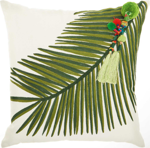 Nourison Royal Palm Square Green Accent Pillow 798019059286