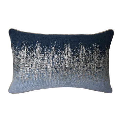 Sagebrook Home Ombre Effect Hand Embroidery Accent Pillow In Blue Finish 60035