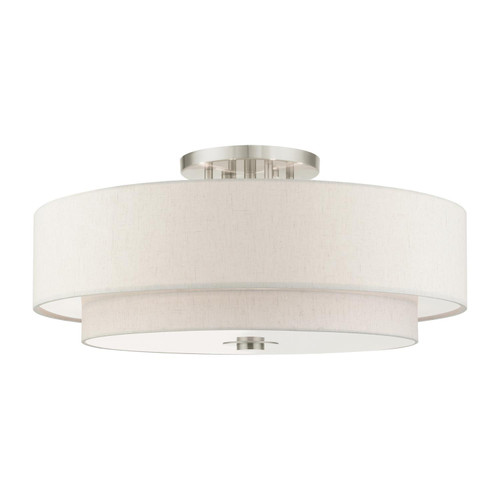 Livex Lighting 6 Light Steel Semi Flush With Brushed Nickel Finish 45849-91